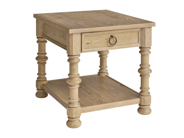 Lexington Hollister Traditional End Table with Soft Close Drawer Turned Legs and Lower Shelf 940-955