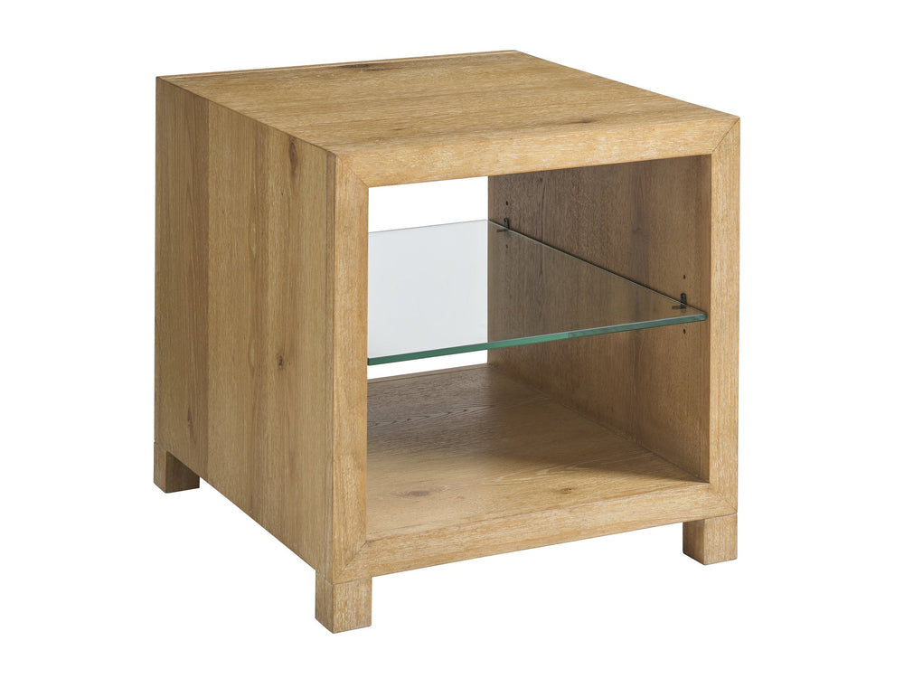Lexington Danielson Contemporary End Table with Adjustable Tempered Glass Shelf for Living Room 940-957
