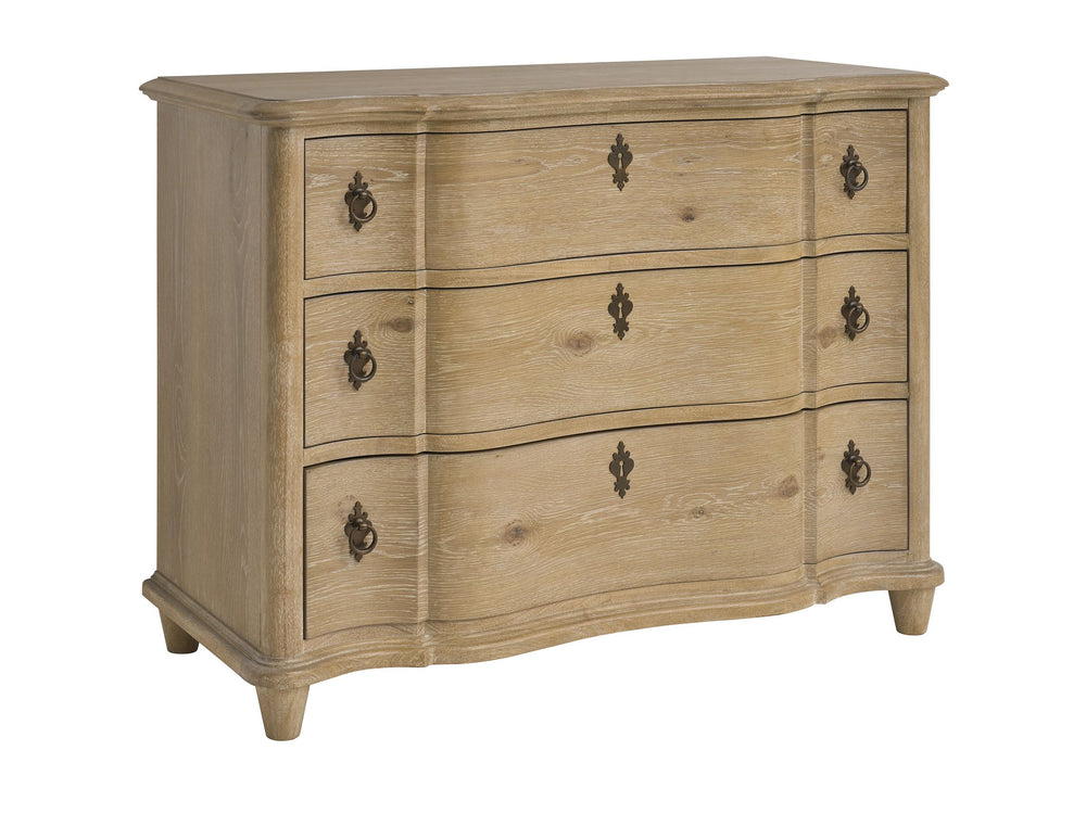 Lexington Camino Serpentine Oak Veneer Hall Chest with Bronze Hardware and Tapered Legs 940-973