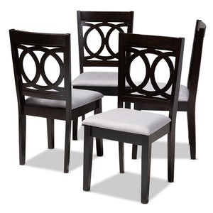 Baxton Studio Baxton Studio Lenoir Stylish Gray Upholstered Dining Chair Set of 4 with Espresso Wood Finish RH315C-Grey/Dark Brown-DC-4PK