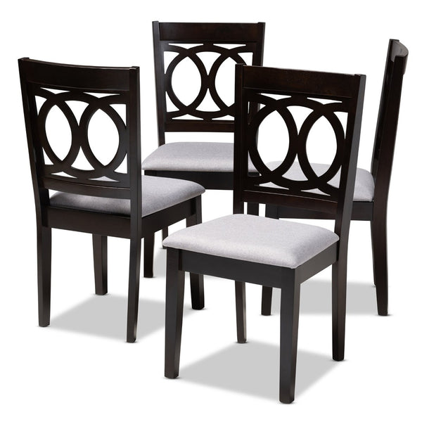 Baxton Studio Baxton Studio Lenoir Stylish Gray Upholstered Dining Chair Set of 4 with Espresso Wood Finish RH315C-Grey/Dark Brown-DC-4PK