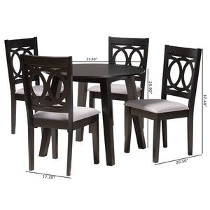 Baxton Studio Baxton Studio Modern 5-Piece Dining Set – Grey Fabric & Dark Brown Wood Table & Chairs for Elegance Louisa-Grey/Dark Brown-5PC Dining Set