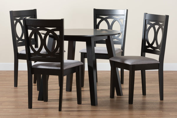 Baxton Studio Baxton Studio Modern 5-Piece Dining Set – Grey Fabric & Dark Brown Wood Table & Chairs for Elegance Louisa-Grey/Dark Brown-5PC Dining Set
