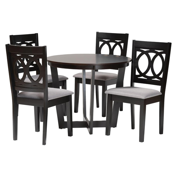 Baxton Studio Baxton Studio Modern 5-Piece Grey & Dark Brown Dining Set with Upholstered Chairs for Elegance Kara-Grey/Dark Brown-5PC Dining Set