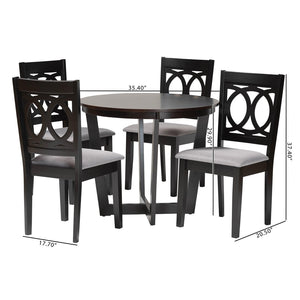 Baxton Studio Baxton Studio Modern 5-Piece Grey & Dark Brown Dining Set with Upholstered Chairs for Elegance Kara-Grey/Dark Brown-5PC Dining Set