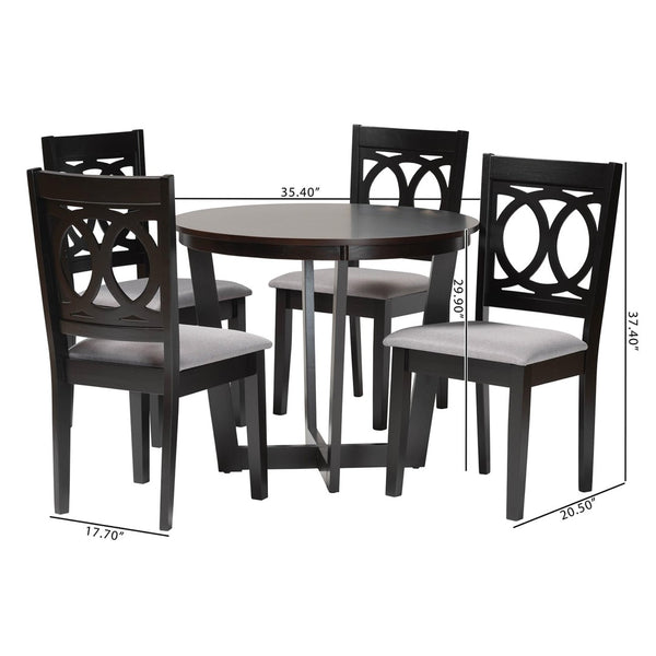 Baxton Studio Baxton Studio Modern 5-Piece Grey & Dark Brown Dining Set with Upholstered Chairs for Elegance Kara-Grey/Dark Brown-5PC Dining Set
