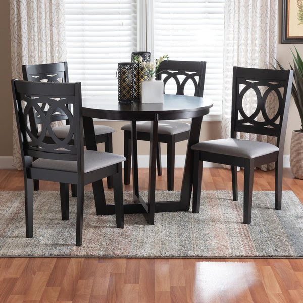 Baxton Studio Baxton Studio Modern 5-Piece Grey & Dark Brown Dining Set with Upholstered Chairs for Elegance Kara-Grey/Dark Brown-5PC Dining Set
