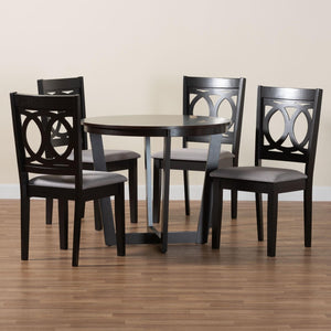Baxton Studio Baxton Studio Modern 5-Piece Grey & Dark Brown Dining Set with Upholstered Chairs for Elegance Kara-Grey/Dark Brown-5PC Dining Set