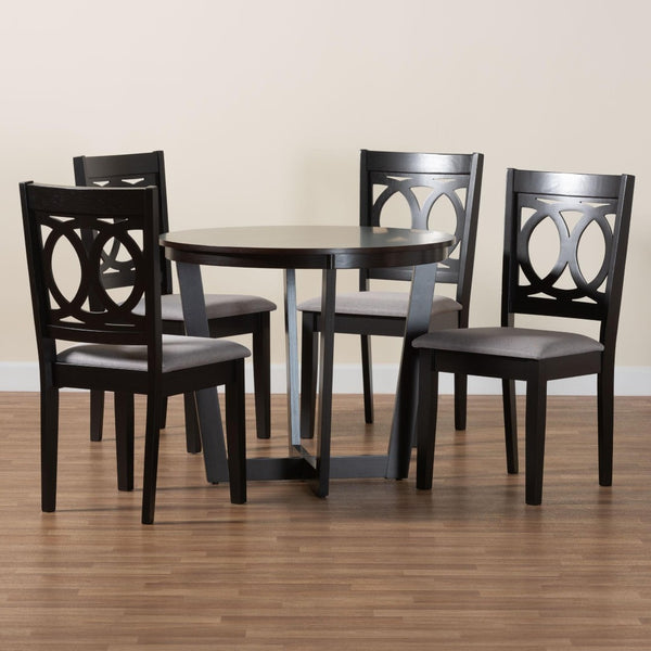Baxton Studio Baxton Studio Modern 5-Piece Grey & Dark Brown Dining Set with Upholstered Chairs for Elegance Kara-Grey/Dark Brown-5PC Dining Set