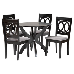 Baxton Studio Baxton Studio Rita 5-Piece Modern Dining Set in Grey & Dark Brown - Stylish Comfort for Any Space Rita-Grey/Dark Brown-5PC Dining Set