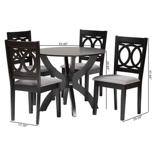 Baxton Studio Baxton Studio Rita 5-Piece Modern Dining Set in Grey & Dark Brown - Stylish Comfort for Any Space Rita-Grey/Dark Brown-5PC Dining Set