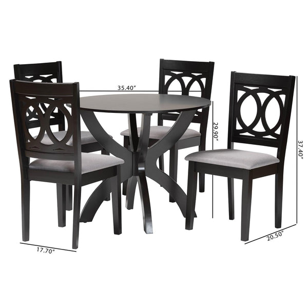 Baxton Studio Baxton Studio Rita 5-Piece Modern Dining Set in Grey & Dark Brown - Stylish Comfort for Any Space Rita-Grey/Dark Brown-5PC Dining Set
