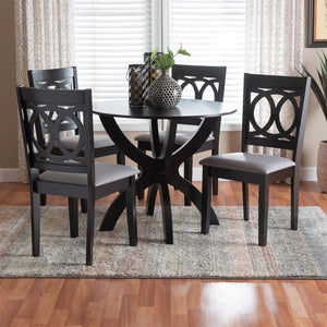 Baxton Studio Baxton Studio Rita 5-Piece Modern Dining Set in Grey & Dark Brown - Stylish Comfort for Any Space Rita-Grey/Dark Brown-5PC Dining Set