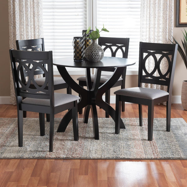 Baxton Studio Baxton Studio Rita 5-Piece Modern Dining Set in Grey & Dark Brown - Stylish Comfort for Any Space Rita-Grey/Dark Brown-5PC Dining Set