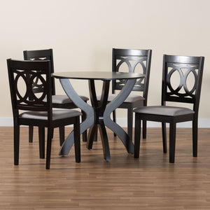 Baxton Studio Baxton Studio Rita 5-Piece Modern Dining Set in Grey & Dark Brown - Stylish Comfort for Any Space Rita-Grey/Dark Brown-5PC Dining Set