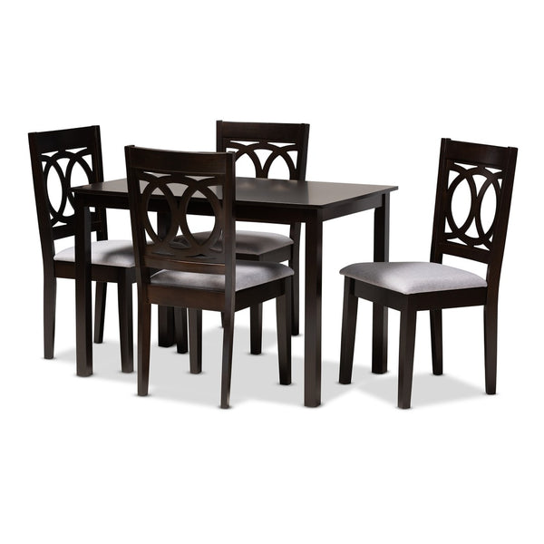 Baxton Studio Baxton Studio 5-Piece Dining Set: Modern Gray Upholstered Chairs & Espresso Wood Table for Elegance RH315C-Grey/Dark Brown-5PC Dining Set