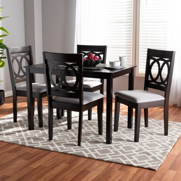 Baxton Studio Baxton Studio 5-Piece Dining Set: Modern Gray Upholstered Chairs & Espresso Wood Table for Elegance RH315C-Grey/Dark Brown-5PC Dining Set