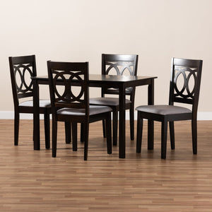 Baxton Studio Baxton Studio 5-Piece Dining Set: Modern Gray Upholstered Chairs & Espresso Wood Table for Elegance RH315C-Grey/Dark Brown-5PC Dining Set