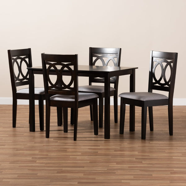 Baxton Studio Baxton Studio 5-Piece Dining Set: Modern Gray Upholstered Chairs & Espresso Wood Table for Elegance RH315C-Grey/Dark Brown-5PC Dining Set