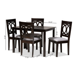 Baxton Studio Baxton Studio 5-Piece Dining Set: Modern Gray Upholstered Chairs & Espresso Wood Table for Elegance RH315C-Grey/Dark Brown-5PC Dining Set