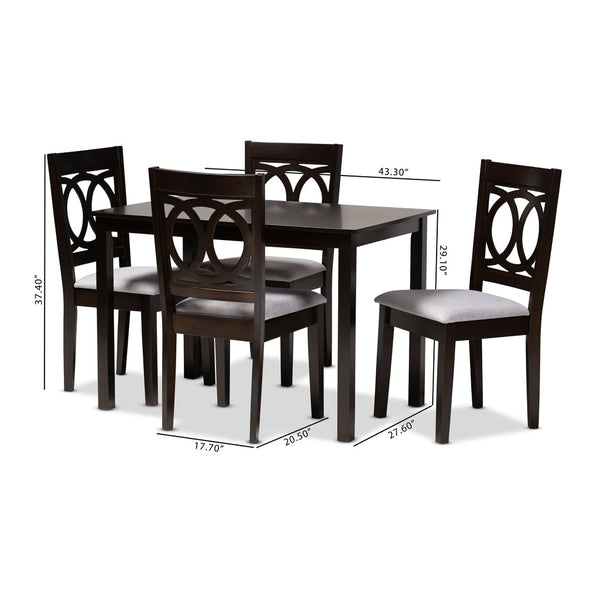 Baxton Studio Baxton Studio 5-Piece Dining Set: Modern Gray Upholstered Chairs & Espresso Wood Table for Elegance RH315C-Grey/Dark Brown-5PC Dining Set