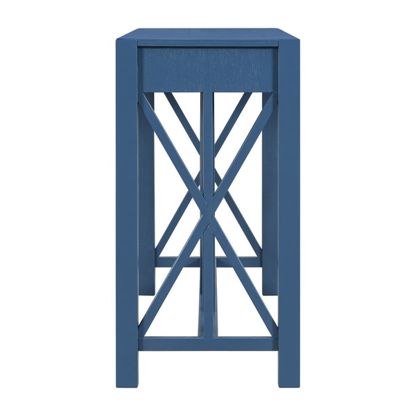 English Elm U_Style 60'' Acacia Veneer Console Table With X-Design, 4 Drawers & Open Shelf For Modern Living Spaces N711P289747V-GIGA