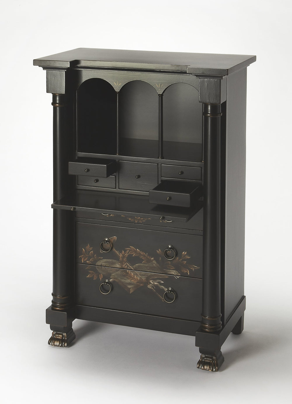 Butler Specialty Castle Contessa Secretary Desk - Elegant Handcrafted Design With Early 1800s Inspired Charm Black Poplar Solids,Mdf 9400346-butler