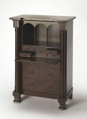 Butler Specialty Castle Contessa Secretary Desk - Elegant Handcrafted Design With Early 1800s Inspired Charm Dark Brown Poplar Solids,Mdf,Cherry Veneer 9400347-butler