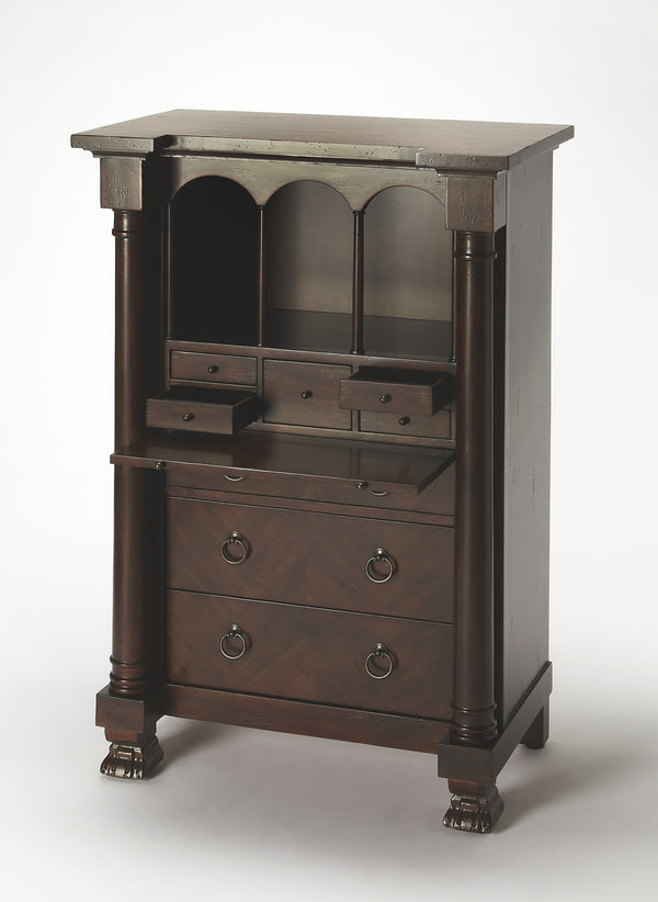 Butler Specialty Castle Contessa Secretary Desk - Elegant Handcrafted Design With Early 1800s Inspired Charm Dark Brown Poplar Solids,Mdf,Cherry Veneer 9400347-butler