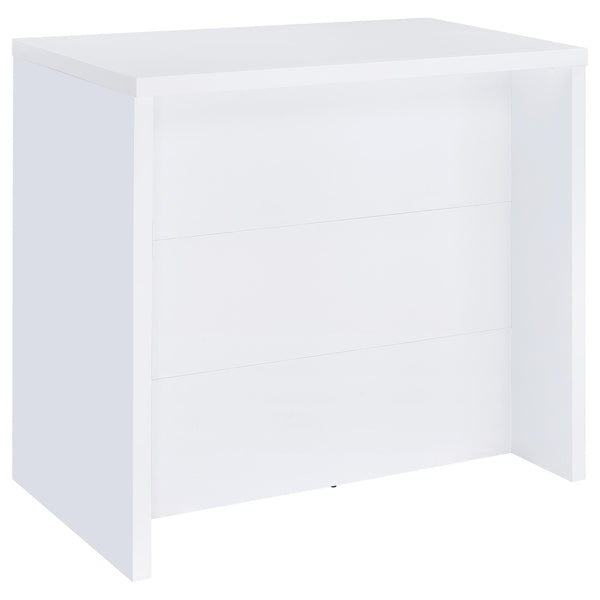 English Elm Irving White Engineered Wood Freestanding Home Bar with 12-Bottle Grid, Stemware Racks & Cubbies B062P375551