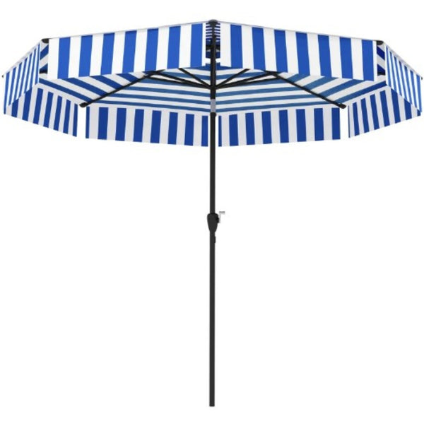 English Elm 2-tier Vented Market Umbrella with Crank Upf 30 Plus Polyester Canopy for Patio Dining T3971P427536