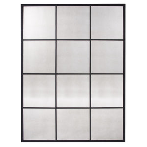 Howard Elliott Racine Windowpane Mirror - Industrial Style Black Metal Frame With Antiqued Finish For Home Decor Black Metal 94007-howard-elliott