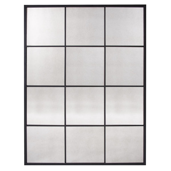 Howard Elliott Racine Windowpane Mirror - Industrial Style Black Metal Frame With Antiqued Finish For Home Decor Black Metal 94007-howard-elliott