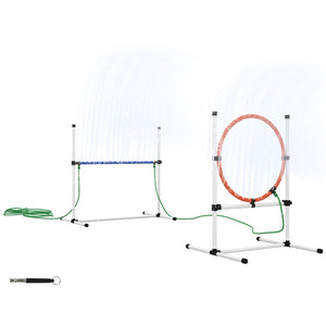 English Elm Pawhut 3-Piece Dog Agility Training Set - Adjustable Jumping Ring, Hurdle, Cooling Tube & Bag! W2225P217627-GIGA