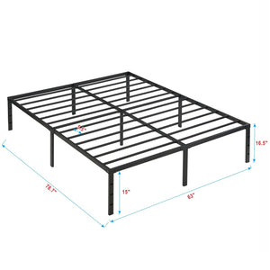 English Elm Queen Platform Bed Frame Heavy Duty Steel Slats Matte Black Modern Bedroom Base W311P359220