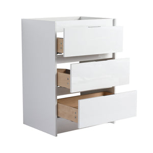 English Elm 24" Freestanding Bathroom Vanity with White Resin Sink, Soft-Close Doors, Adjustable Shelf, Durable Plywood Finish Glossy White W999S00384