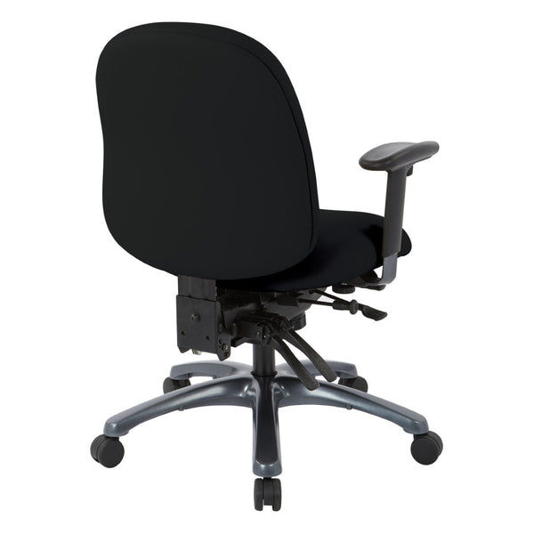 OSP Home Furnishings Multi-function Ergonomic Mid Back Office Chair with Lumbar Support and Titanium Base Black 8512-R107