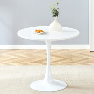 English Elm 31.9"hourglass-shaped Round Table White Mdf Top Nordic Style for Dining or Office W1151P256807