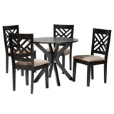 Baxton Studio Norah Modern Sand Fabric and Dark Brown Finished Wood 5-Piece Dining Set