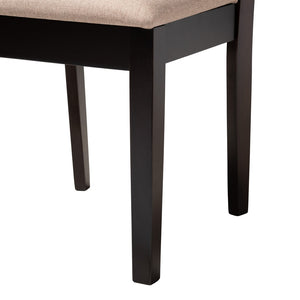 Baxton Studio Baxton Studio Ellie Compact Beige Upholstered Dining Set with Dark Brown Wood, 5-Piece Ensemble Ellie-Sand/Dark Brown-5PC Dining Set