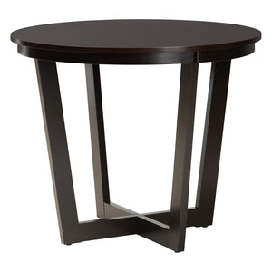 Baxton Studio Baxton Alena Modern 5-Piece Dining Set with Round Table & Plush Upholstered Chairs for Style Jodie-Sand/Dark Brown-5PC Dining Set