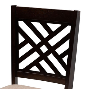 Baxton Studio Baxton Alena Modern 5-Piece Dining Set with Round Table & Plush Upholstered Chairs for Style Jodie-Sand/Dark Brown-5PC Dining Set