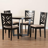 Baxton Studio Alena Modern Sand Fabric and Dark Brown Finished Wood 5-Piece Dining Set