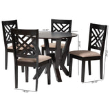 Baxton Studio Elise Modern Sand Fabric and Dark Brown Finished Wood 5-Piece Dining Set