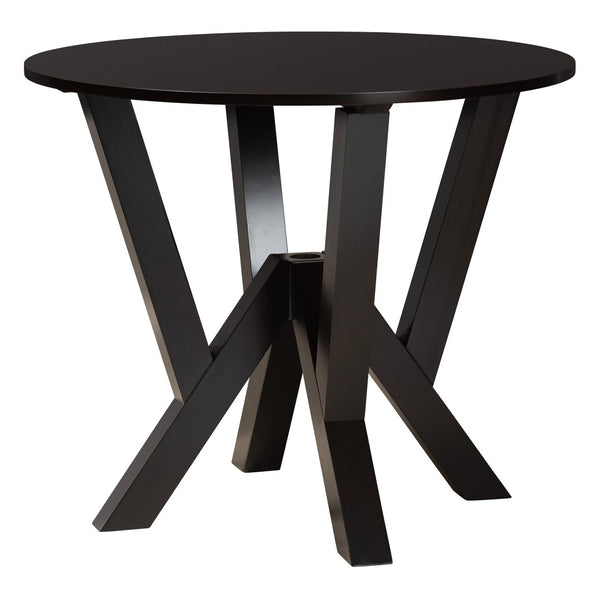 Baxton Studio Baxton Studio Elise Modern 5-Piece Dining Set with Round Table & Plush Sand Fabric Chairs Lydie-Sand/Dark Brown-5PC Dining Set