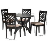 Baxton Studio Edona Modern Sand Fabric and Walnut Brown Finished Wood 5-Piece Dining Set