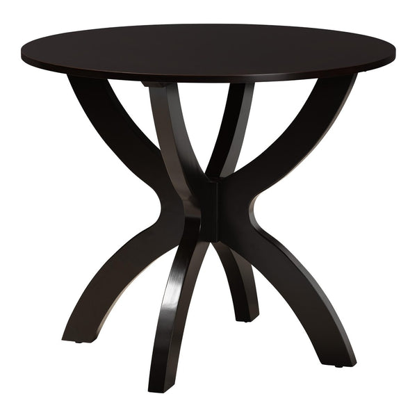 Baxton Studio Baxton Studio Edona 5-Piece Modern Dining Set with Round Table & Sand Upholstered Chairs, Walnut Finish Felisa-Sand/Dark Brown-5PC Dining Set