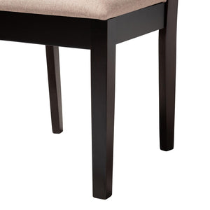 Baxton Studio Baxton Studio Edona 5-Piece Modern Dining Set with Round Table & Sand Upholstered Chairs, Walnut Finish Felisa-Sand/Dark Brown-5PC Dining Set