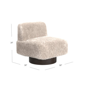 Basset Mirror Amaya Swivel Accent Chair - Whimsical Faux-fur Design, Modern Comfort & 360-degree Swivel Base White Solid Wood,Foam,100% Polyester Fabric 9401-lr-805