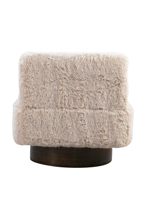 Basset Mirror Amaya Swivel Accent Chair - Whimsical Faux-fur Design, Modern Comfort & 360-degree Swivel Base White Solid Wood,Foam,100% Polyester Fabric 9401-lr-805